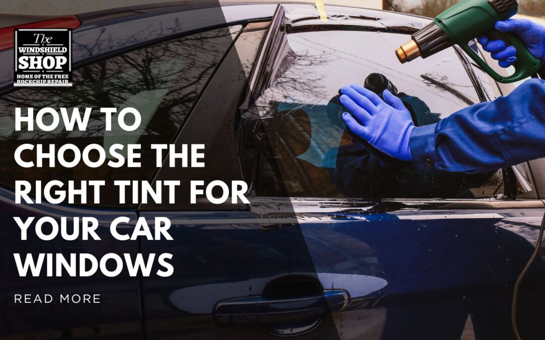 A professional working on car tint with the title “How to Choose the Right Tint for Your Car Windows” and a “Read More” button