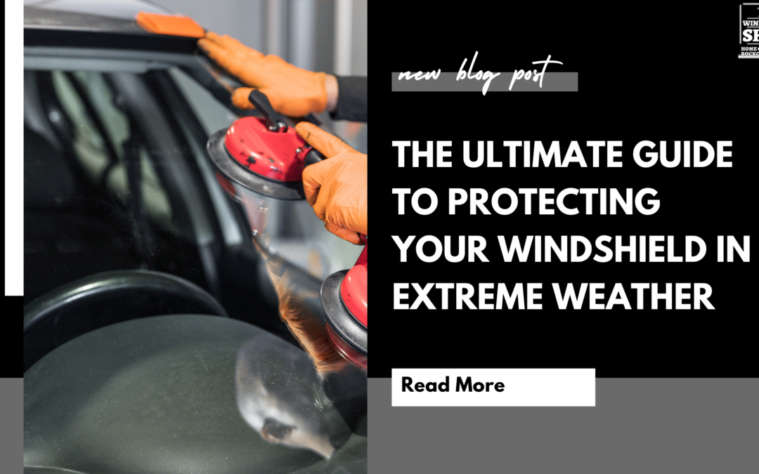A windshield being cleaned with the business logo, blog title, and read more option